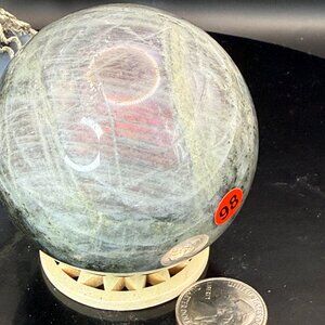 Labradorite Sphere 71.1mm Sunset Flash Crystal Ball Orange Gold Labradorite 98